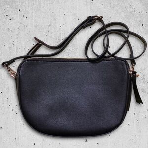 Black Faux Leather Crossbody Bag